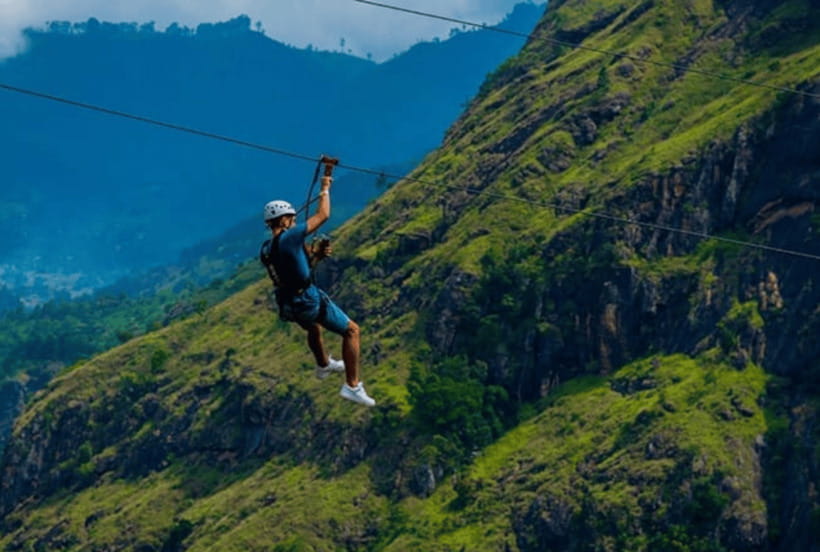 Ella: Zipline Adventure with Mini Adam's Peak Views - Flying over Ella’s tea country